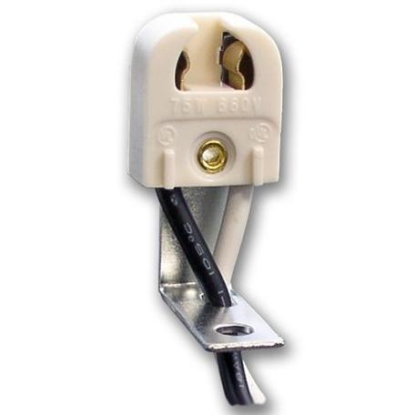 T5 SOCKET with BRACKET & 6" WIRES NON-SHUNTED