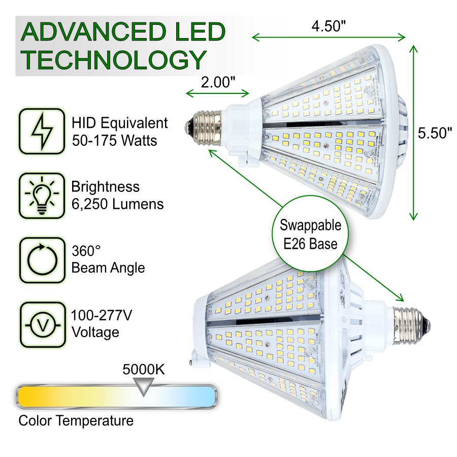 LED COB POST TOP 50W 5K 100-277V