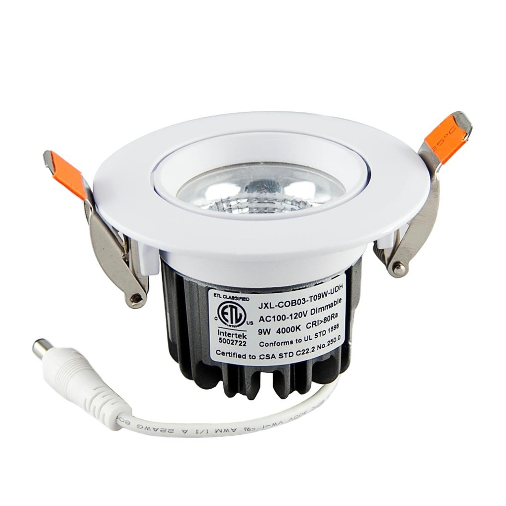 LED DOWN LIGHT RECESS 3" GIMBAL 9W 3K JBOX 120V DIM