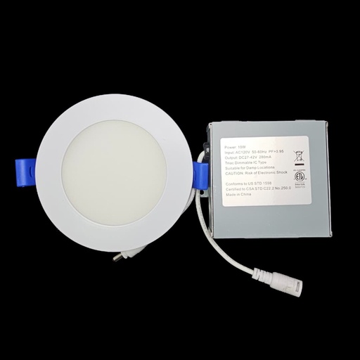 [DL-10W-3CCT-120V-DIM-4PACK] 4 Inch LED Thin Down Light With J-Box, 3000K-4000K-5000K CCT 10 Watts 650 Lumens, 120V Dimmable, Includes Chrome Trim Ring (4 Pack)